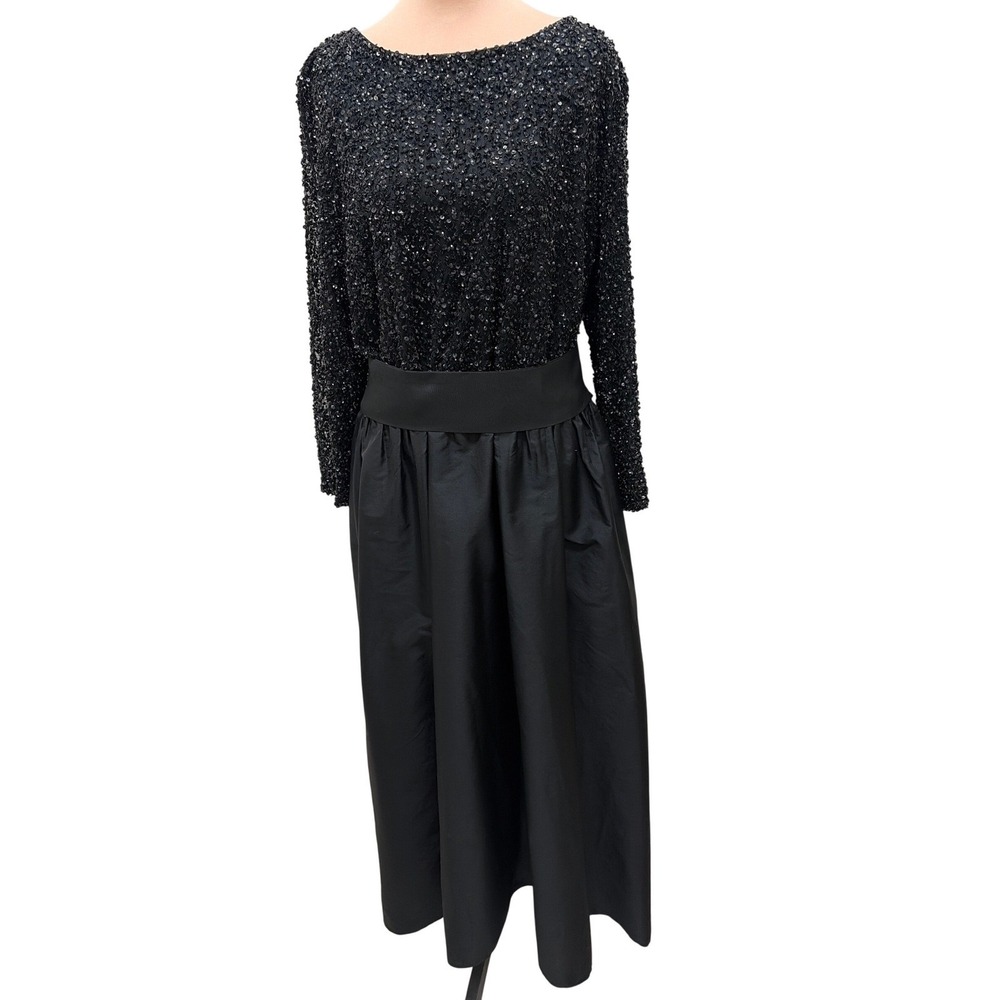 NWT Nordstrom Pisarro Nights Black Sequin Taffeta Formal Gown Dress 18W $268